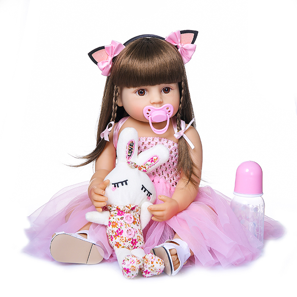 thumbnail image 2 of Muñeca Reborn Pelo Liso Simulación Silicona Princesa Juguete para Bebé Regalo para, 2 of 10