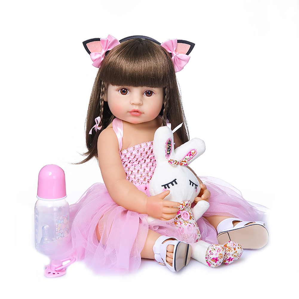 thumbnail image 4 of Muñeca Reborn Pelo Liso Simulación Silicona Princesa Juguete para Bebé Regalo para, 4 of 10