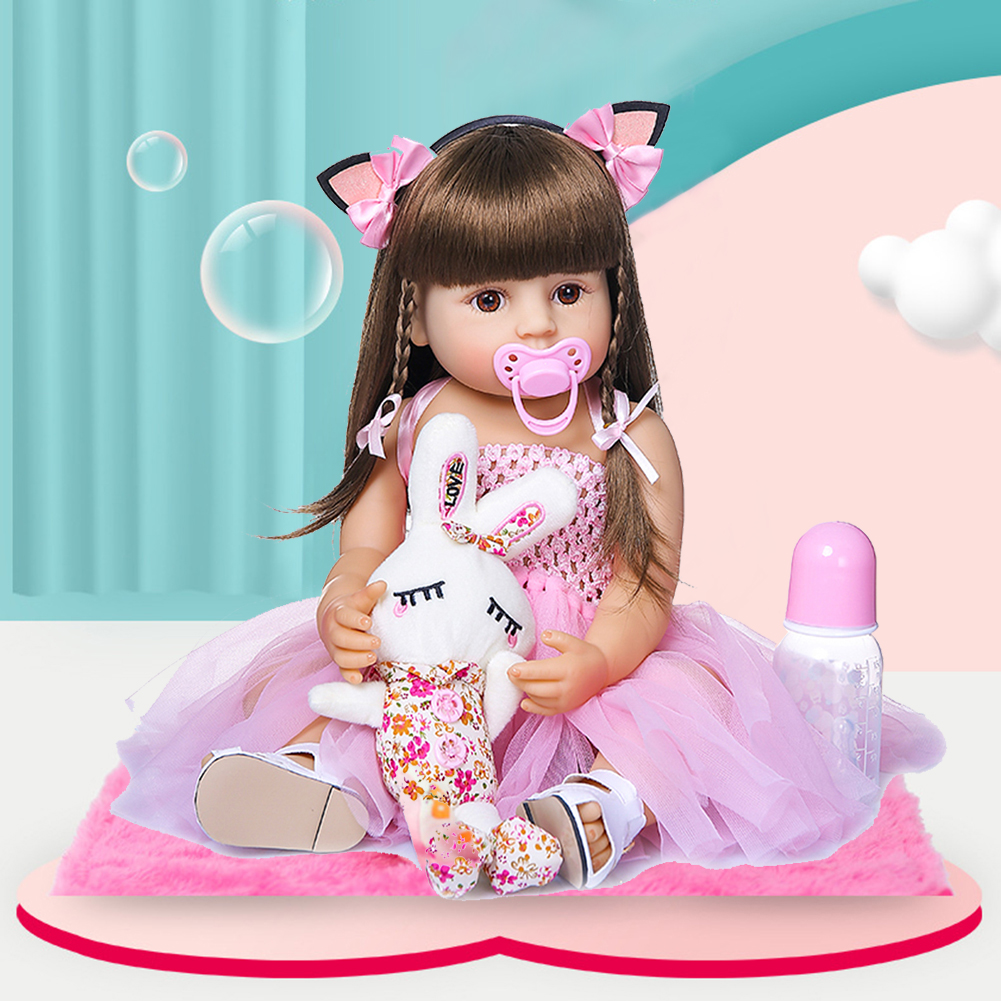 thumbnail image 5 of Muñeca Reborn Pelo Liso Simulación Silicona Princesa Juguete para Bebé Regalo para, 5 of 10