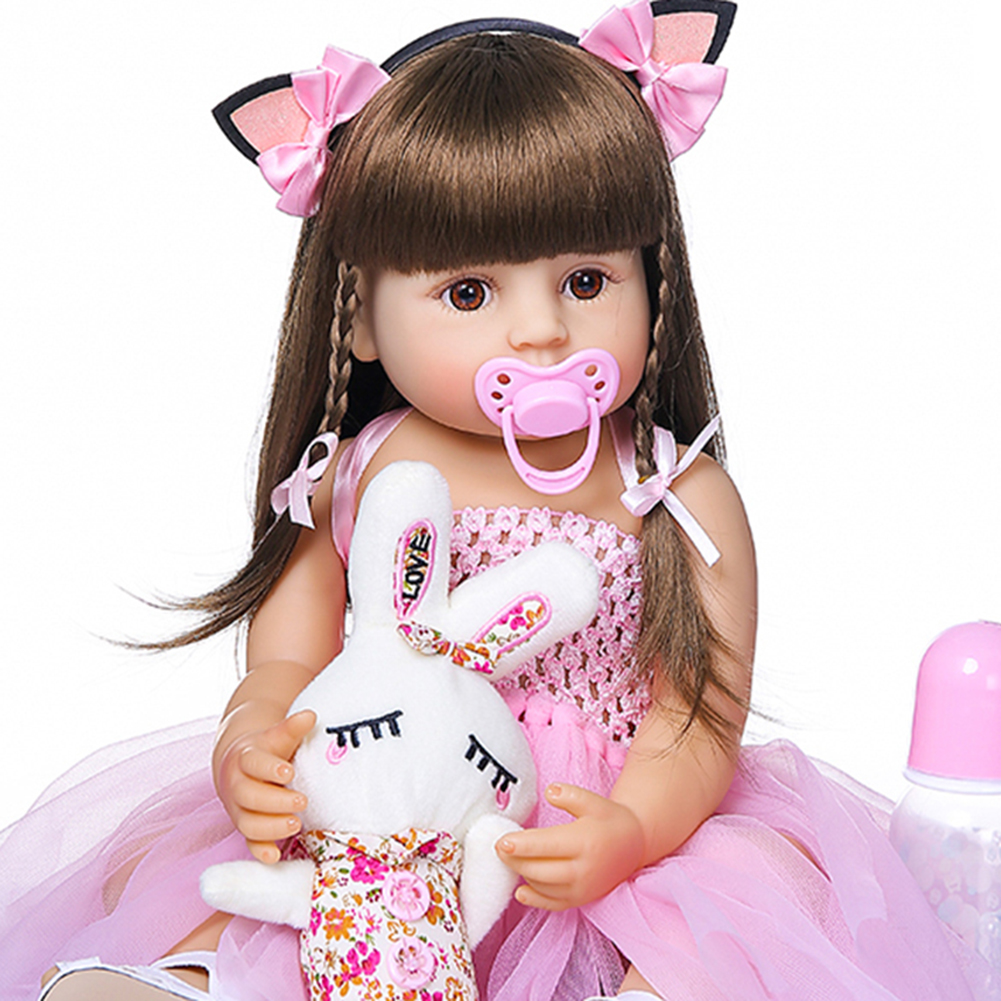 thumbnail image 3 of Muñeca Reborn Pelo Liso Simulación Silicona Princesa Juguete para Bebé Regalo para, 3 of 10
