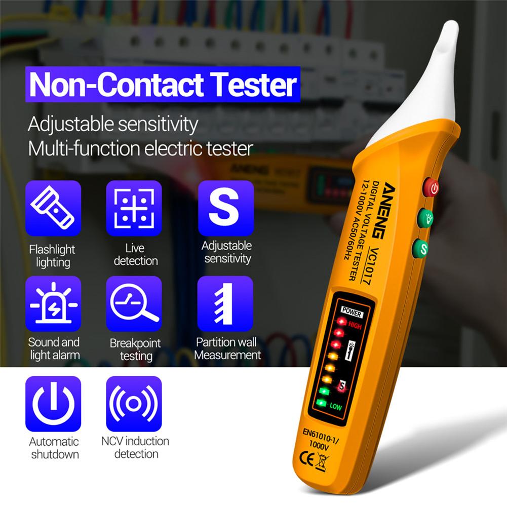 thumbnail image 4 of Kuymtek VC1017 Probador Eléctrico LED Sin Contacto Detector Voltaje CA Digital (amarillo), 4 of 10