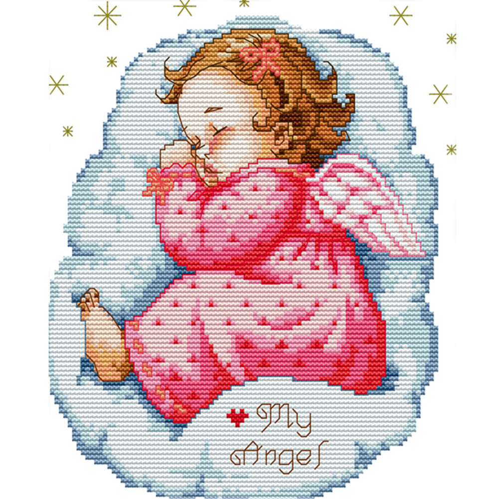 thumbnail image 2 of 14CT 2 Hilos Cgtredaw 22x28cm DIY Ángel Durmiente Bebé Kit Punto Cruz, 2 of 10