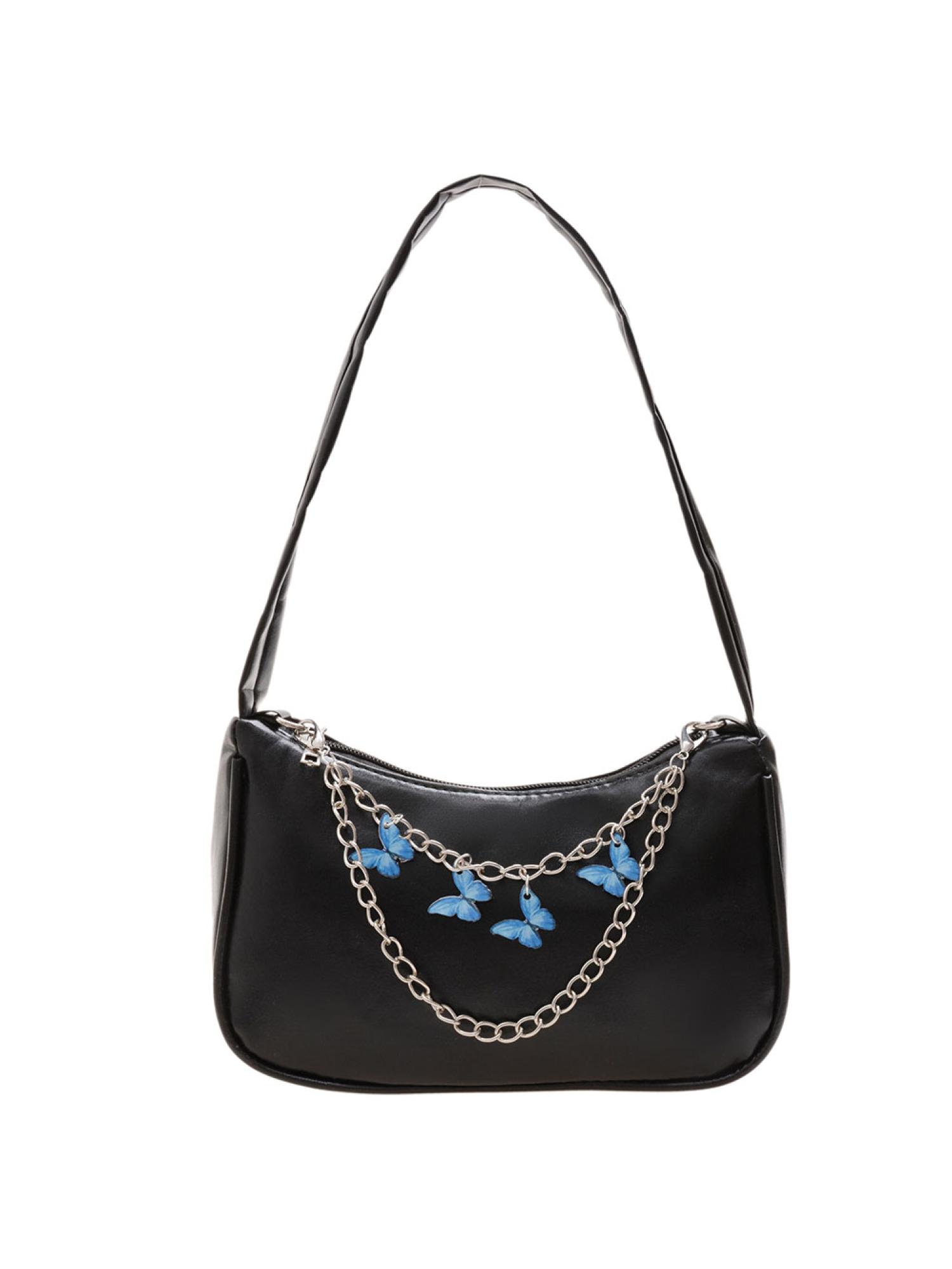 thumbnail image 2 of Bolso Axila Vintage Mujer Cadena Mariposa PU Hombro Pequeño Color Sólido S, 2 of 10