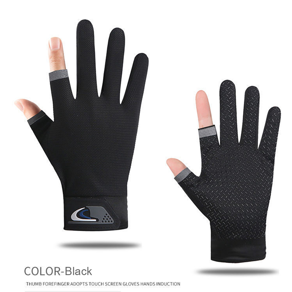 thumbnail image 4 of 1 Par Guantes Ciclismo 2 Dedos Cortados Deporte Ciclismo Manopla Antideslizante (negro), 4 of 10