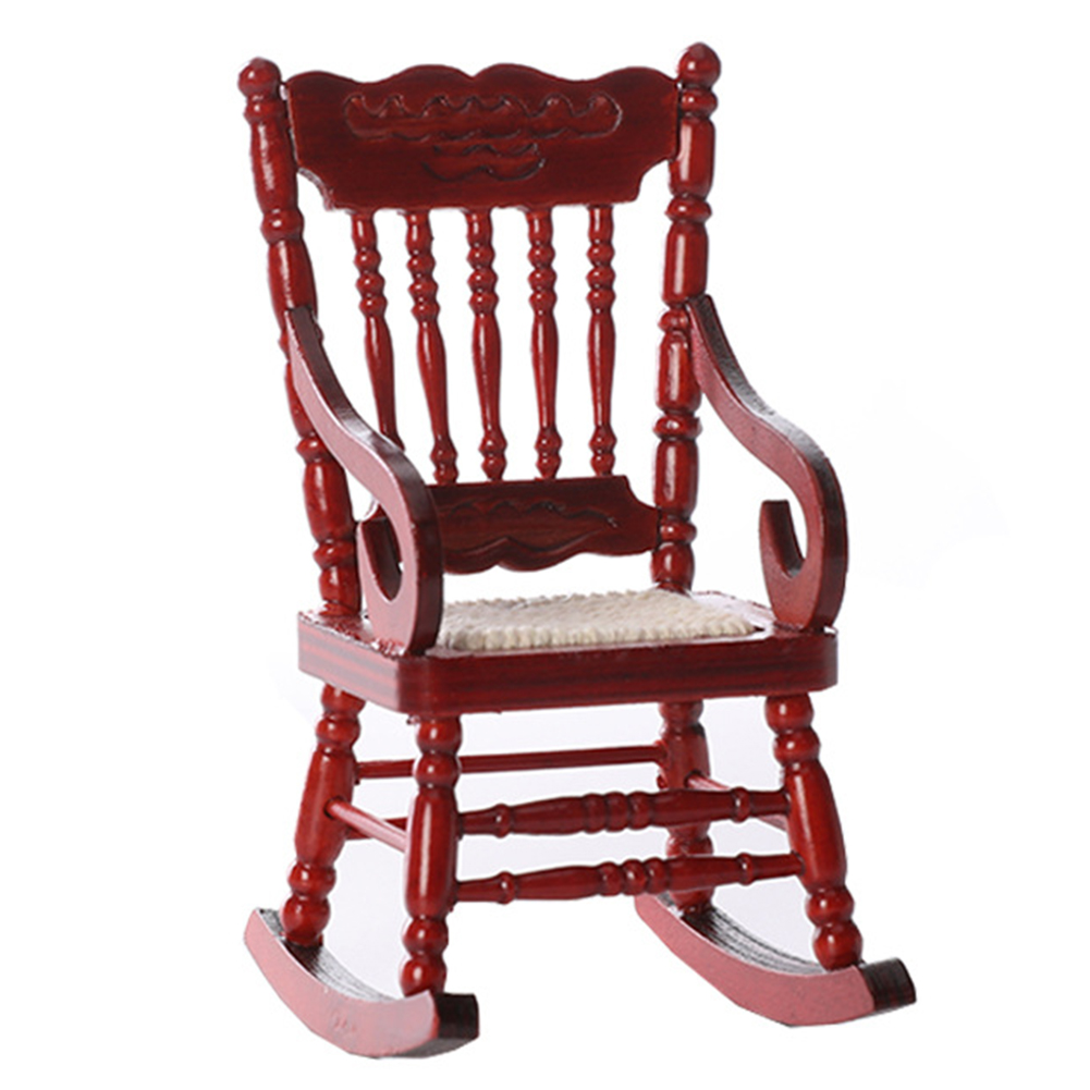 thumbnail image 2 of Btafrte Silla Comedor 1/12 Silla Mecedora en Miniatura para Casa Muñecas (marrón), 2 of 10