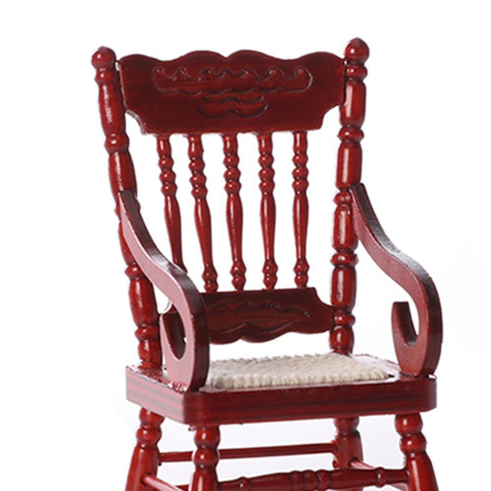 thumbnail image 3 of Btafrte Silla Comedor 1/12 Silla Mecedora en Miniatura para Casa Muñecas (marrón), 3 of 10