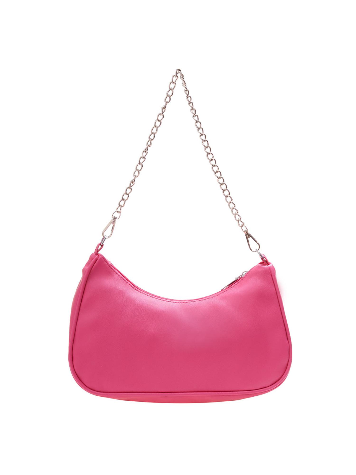 thumbnail image 2 of Bolso Mano Con Cadena para Mujer Bolso Hombro Con Axila Color Sólido PU A La (rojo Rosa), 2 of 10