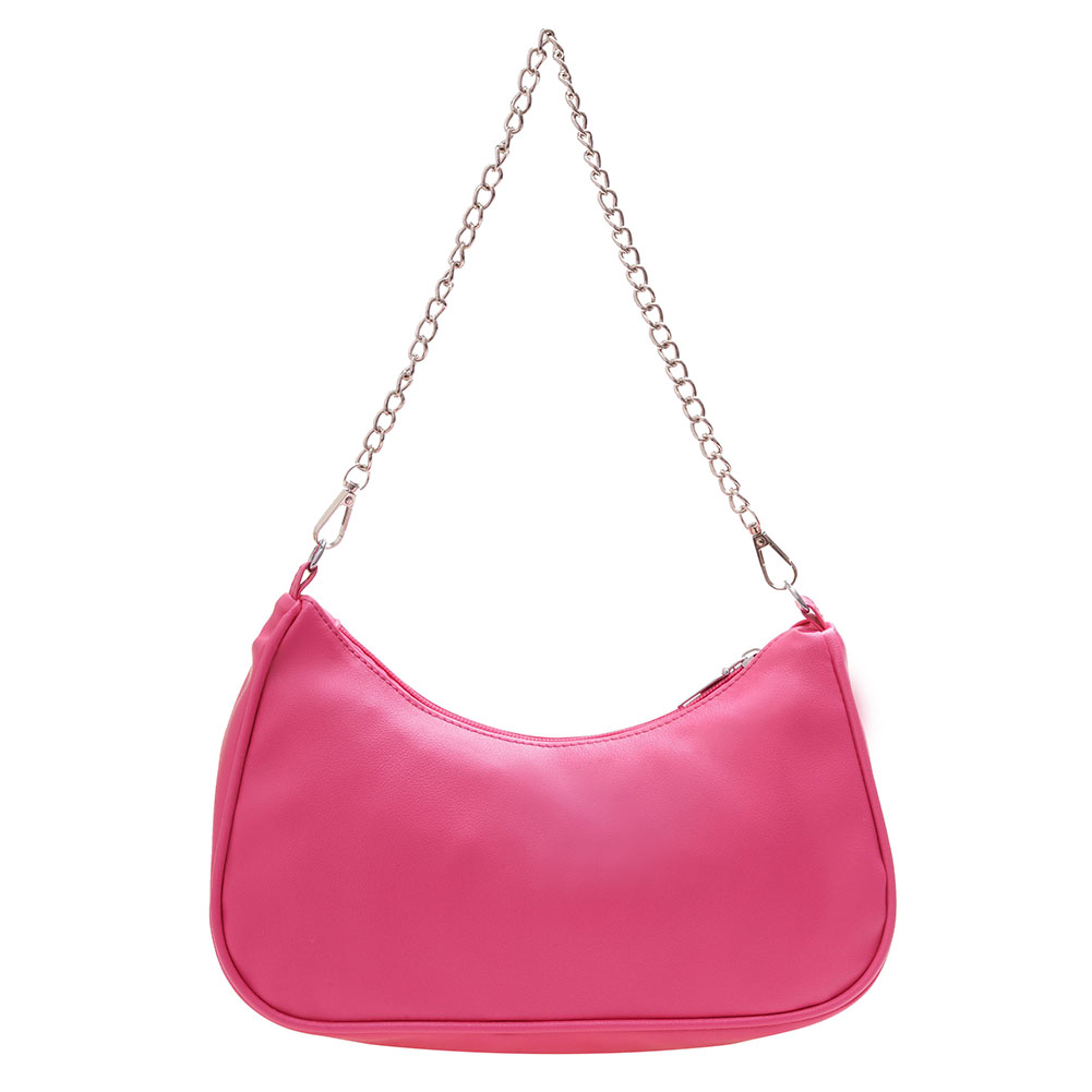 thumbnail image 3 of Bolso Mano Con Cadena para Mujer Bolso Hombro Con Axila Color Sólido PU A La (rojo Rosa), 3 of 10