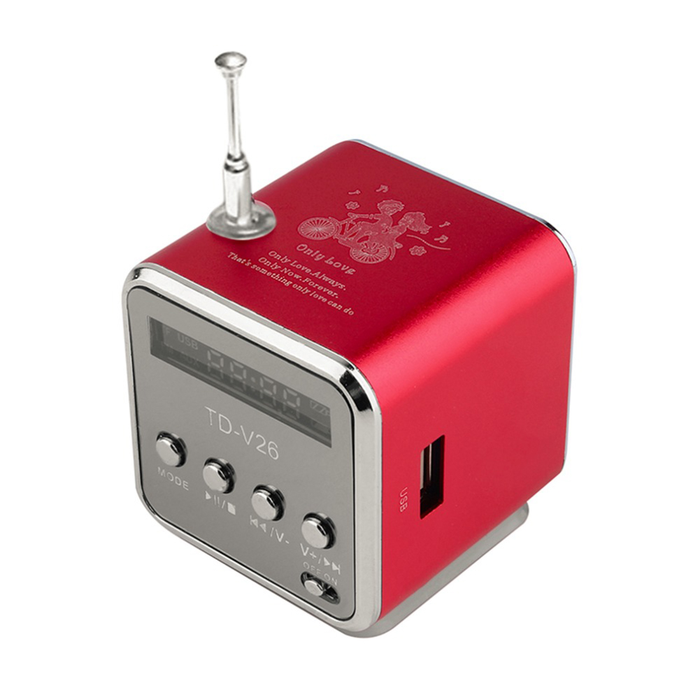 thumbnail image 2 of TD-V26 Mini altavoz digital Receptor radio FM Reproductor MP3 (rojo), 2 of 10