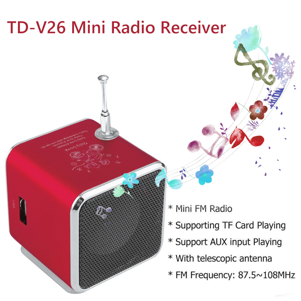 thumbnail image 4 of TD-V26 Mini altavoz digital Receptor radio FM Reproductor MP3 (rojo), 4 of 10