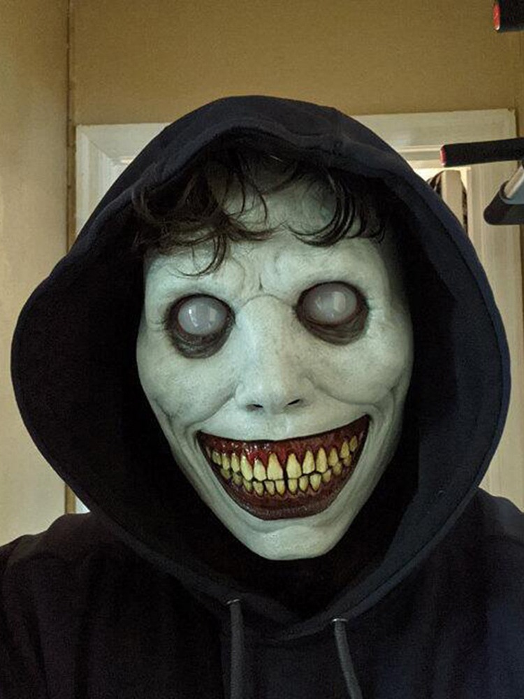 thumbnail image 3 of Máscara Espeluznante Halloween Demonios Sonrientes Horror Cara Malvada Fiesta Cosplay Props, 3 of 10