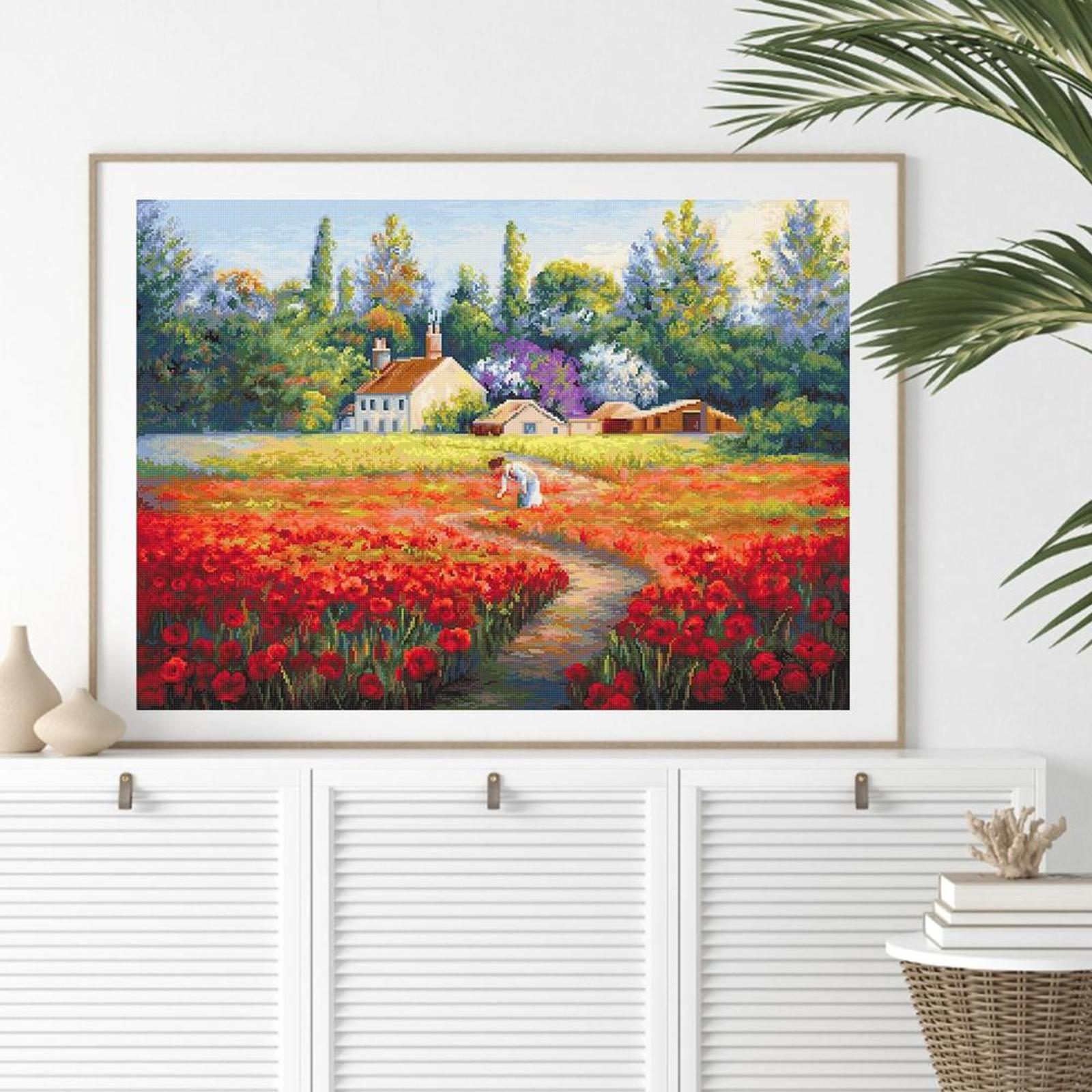 thumbnail image 5 of Hilo Algodón Ecológico Bordado 11CT 3 Hebras Impresión 30x40cm Kit Serie Paisaje Punto Cruz Jardín Tulipanes, 5 of 10