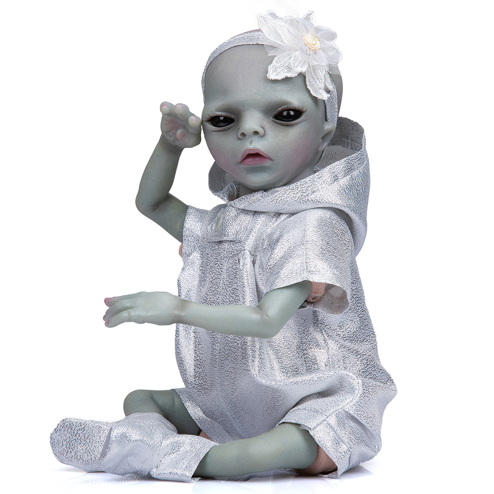 thumbnail image 4 of Muñeca Recién Nacida Movible Pintada A Mano Kuymtek Acabado Alien 14 Pulgadas, 4 of 10