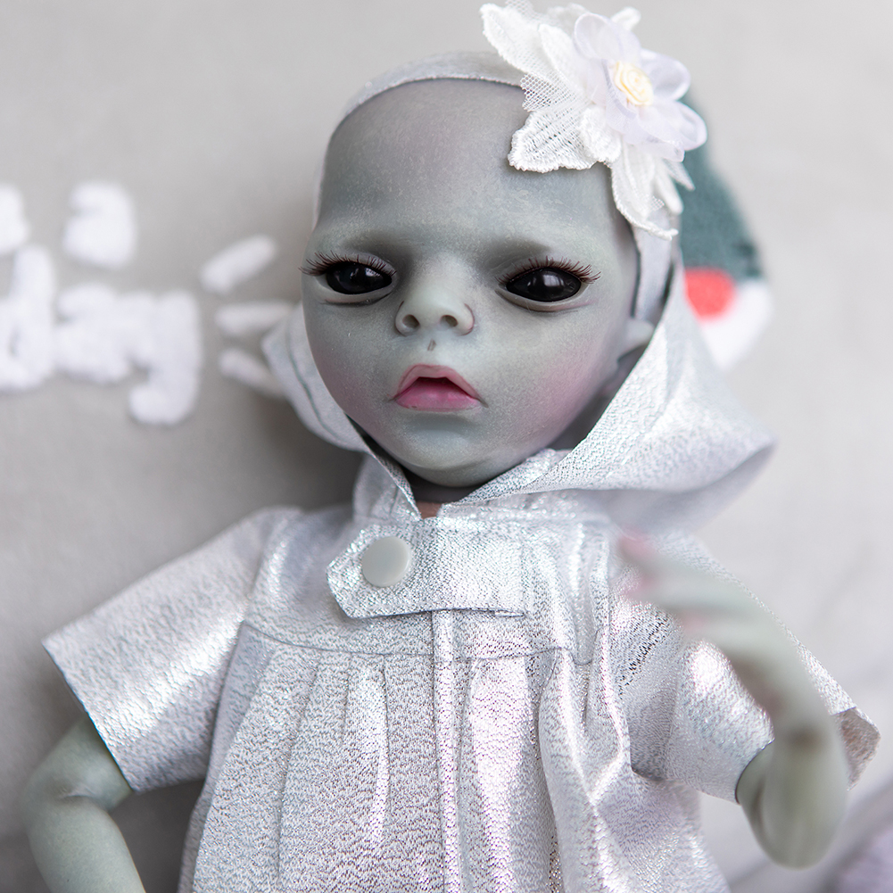 thumbnail image 3 of Muñeca Recién Nacida Movible Pintada A Mano Kuymtek Acabado Alien 14 Pulgadas, 3 of 10