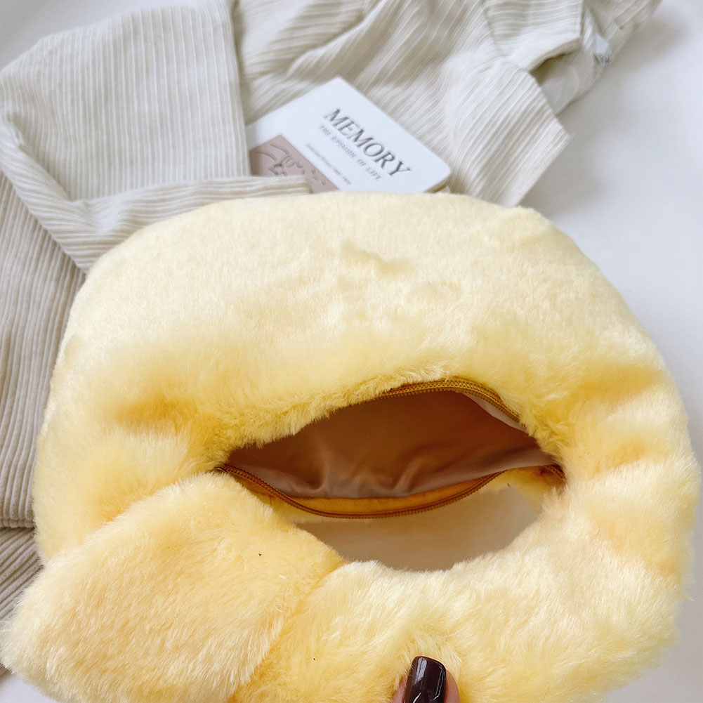 thumbnail image 4 of Felpa Color Sólido Nube Bolso Mujer Invierno Pequeño Monedero (amarillo), 4 of 10