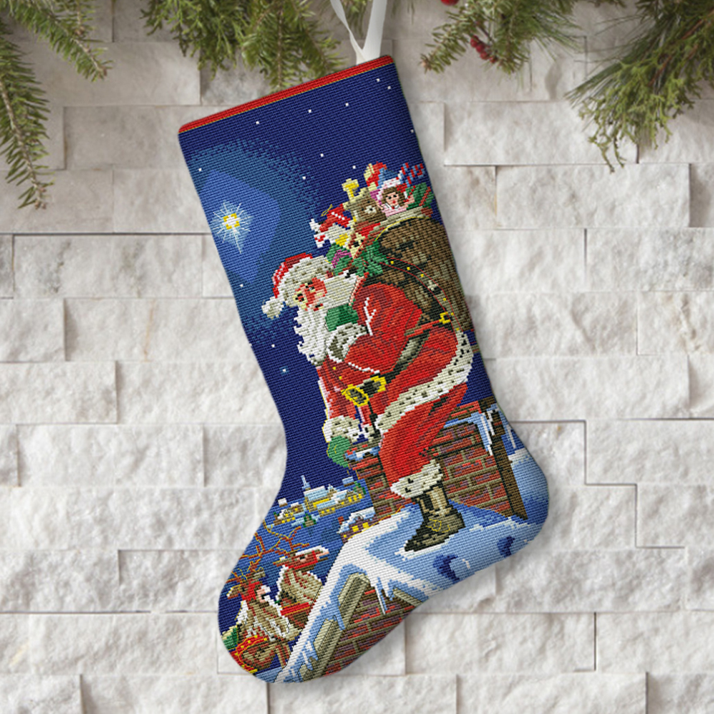 thumbnail image 4 of Punto Cruz 14CT Contado DIY Calcetines Navidad Bordado Pintura A Mano La Habitación, 4 of 10