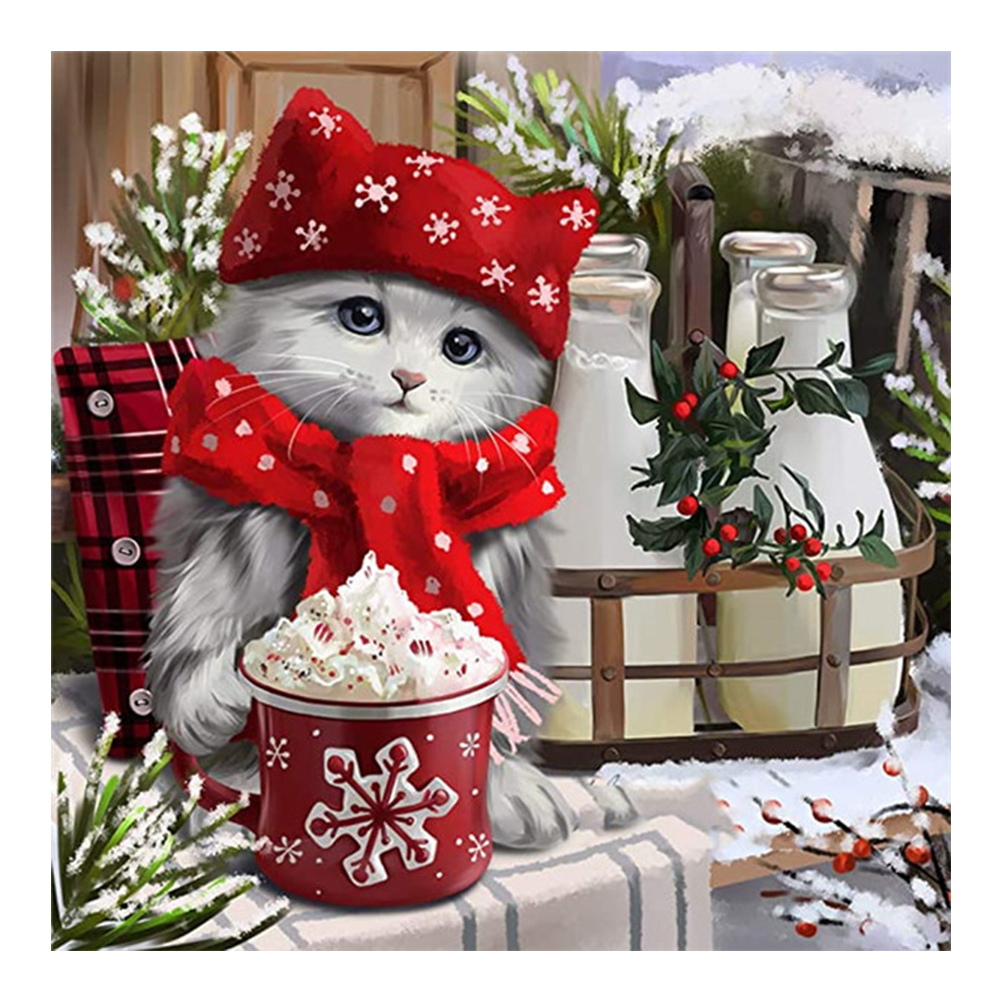 thumbnail image 2 of YM1(W0770) Resina Diamante La Serie Gatitos Navideños Con Diamantes 30*30CM 22 Colores, 2 of 10