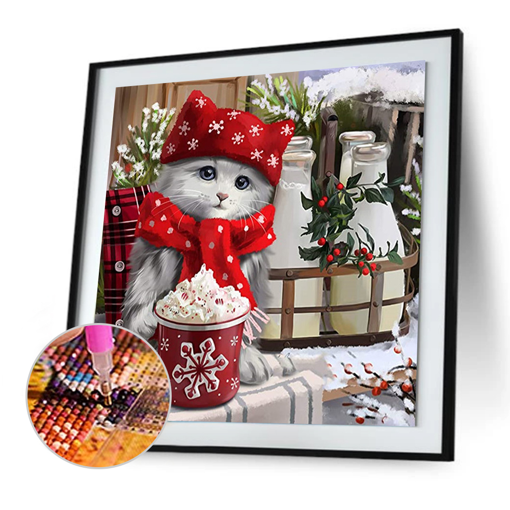 thumbnail image 5 of YM1(W0770) Resina Diamante La Serie Gatitos Navideños Con Diamantes 30*30CM 22 Colores, 5 of 10