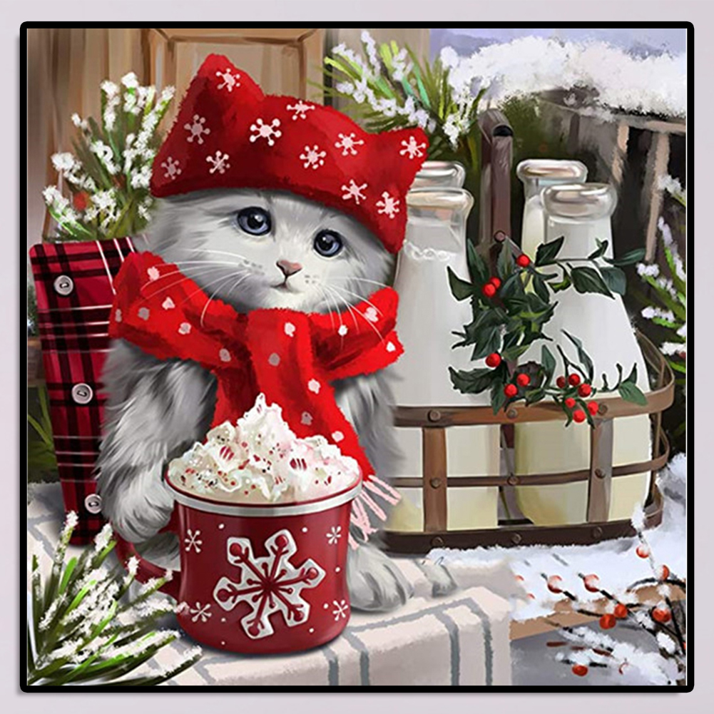 thumbnail image 4 of YM1(W0770) Resina Diamante La Serie Gatitos Navideños Con Diamantes 30*30CM 22 Colores, 4 of 10