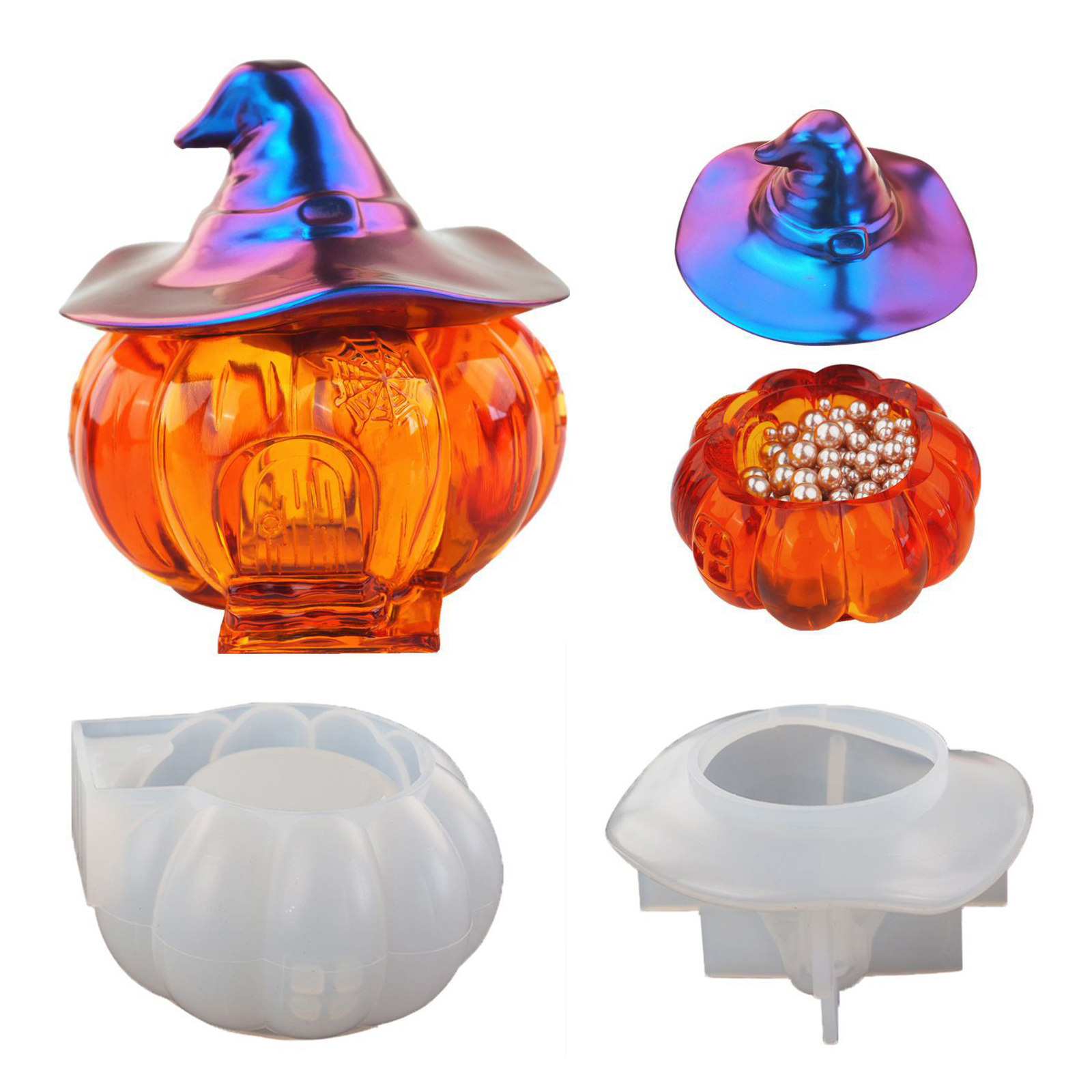 Molde Silicona 3D Resina Calabaza Halloween JShteea
