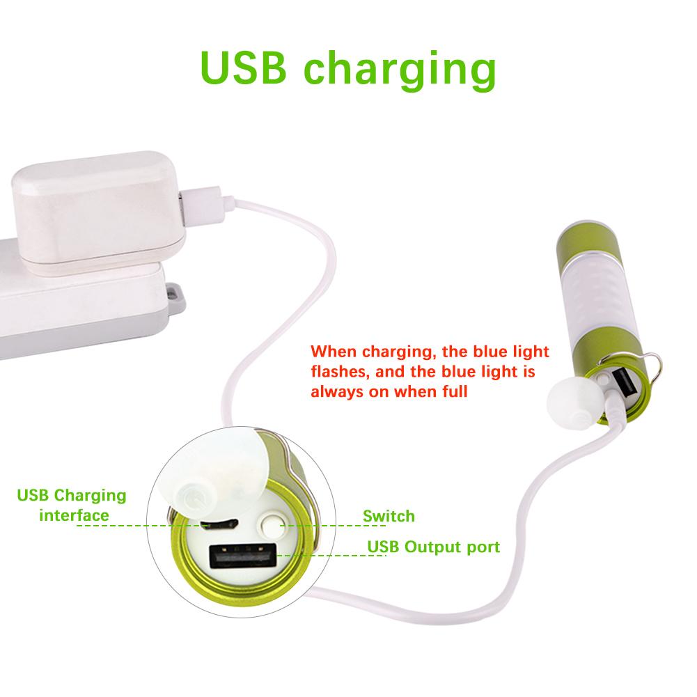 thumbnail image 3 of Linterna Telescópica LED Recargable Por USB Antorcha Con Zoom (verde), 3 of 10