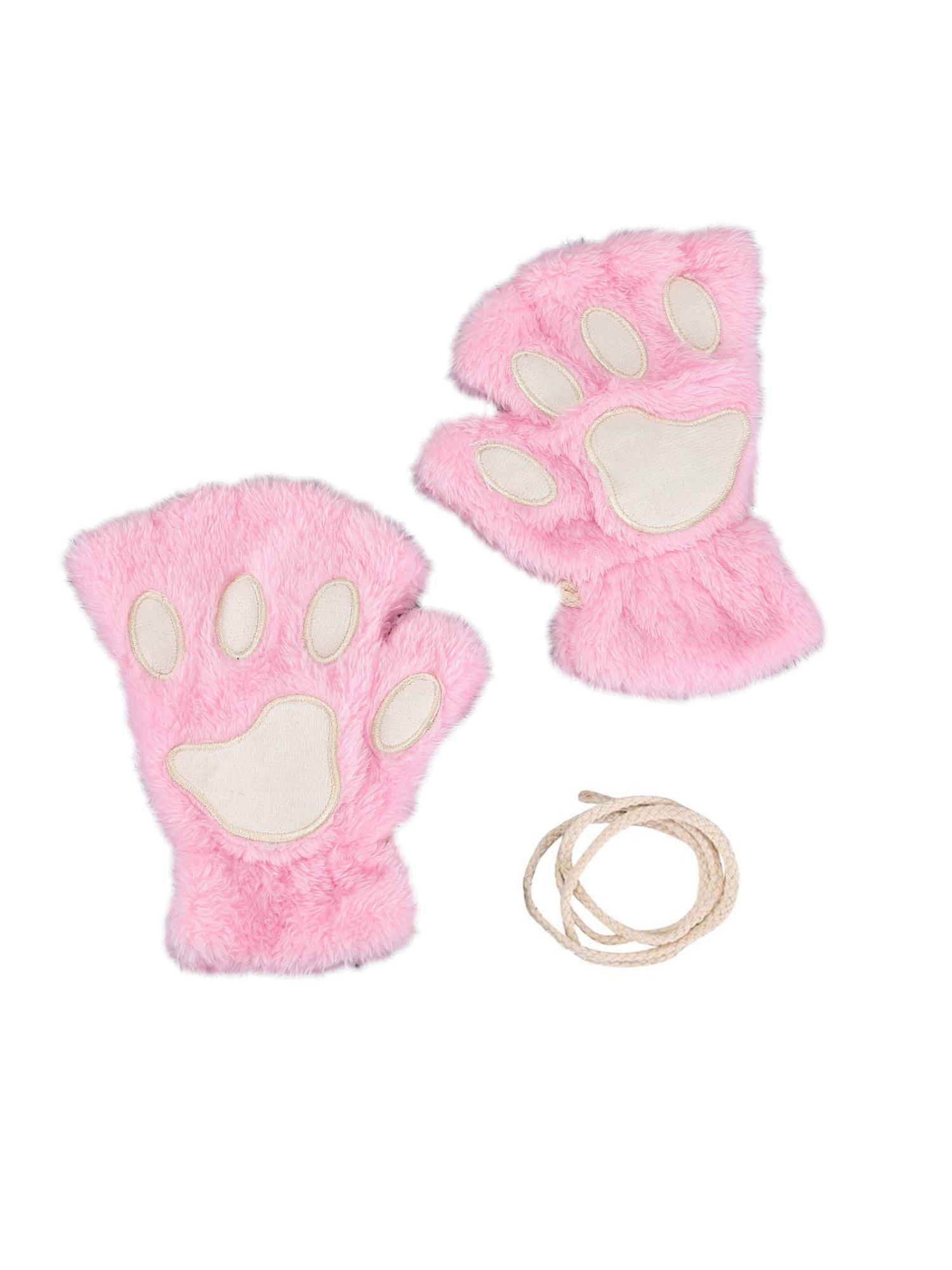 thumbnail image 2 of Guantes Piel Sintética Peludos Dibujos Animados Pata Gato Regalos Térmicos Dedo para, 2 of 10