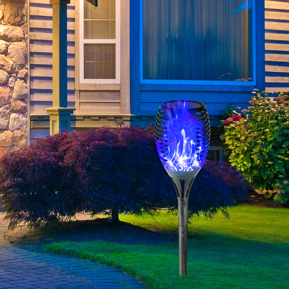 thumbnail image 5 of Antorcha Llama Solar 12 LED Azul Parpadeante Lámpara Noche Patio (4 Piezas), 5 of 10