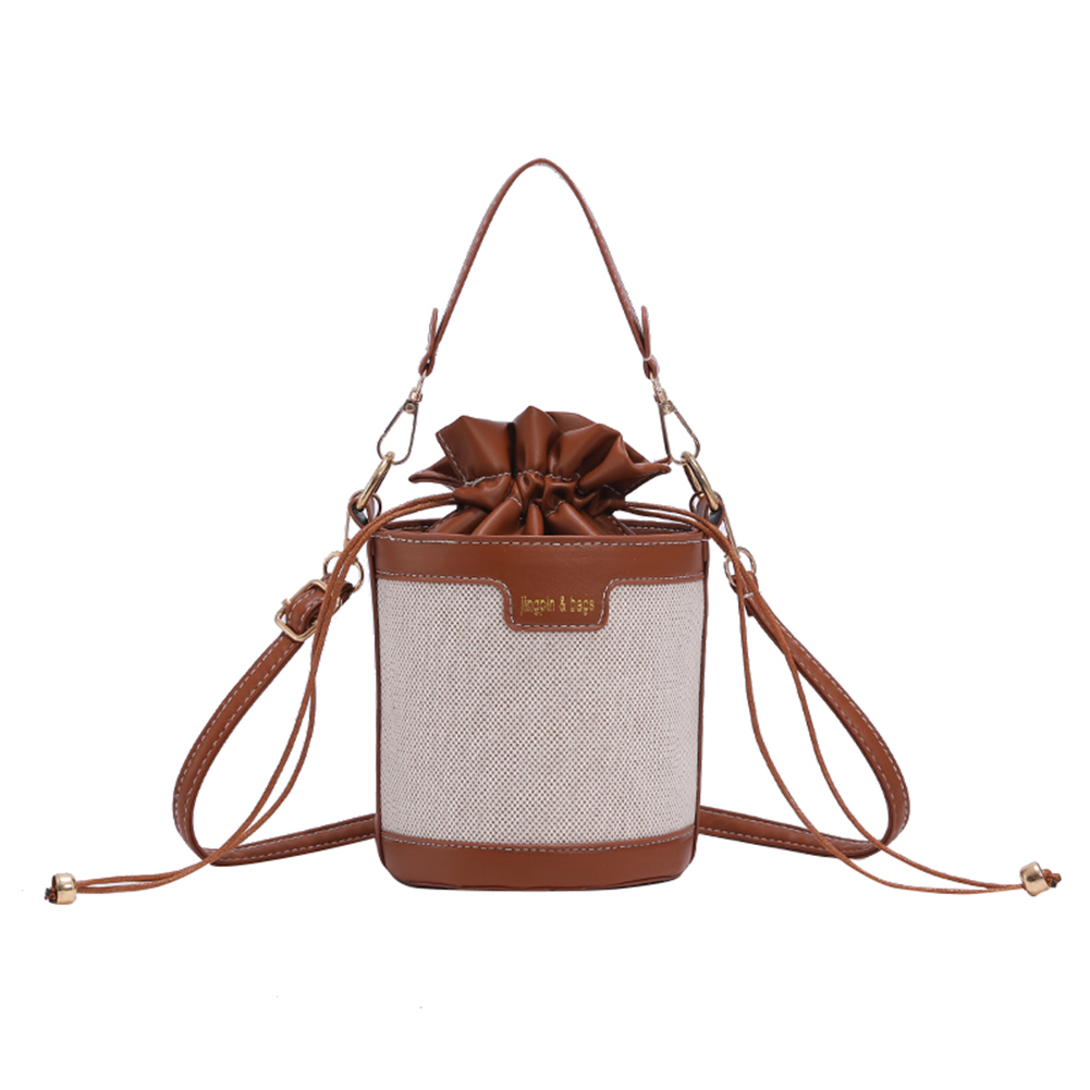thumbnail image 3 of Bolso Hombro Con Cilindro Cuero Vintage para Mujer Mini Bolso Con Cordón (marrón), 3 of 10