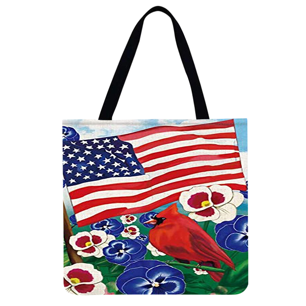 Bolso Tote Hombro Gran Capacidad Lino Con Flores Y Pájaros (40 * 40 Cm)