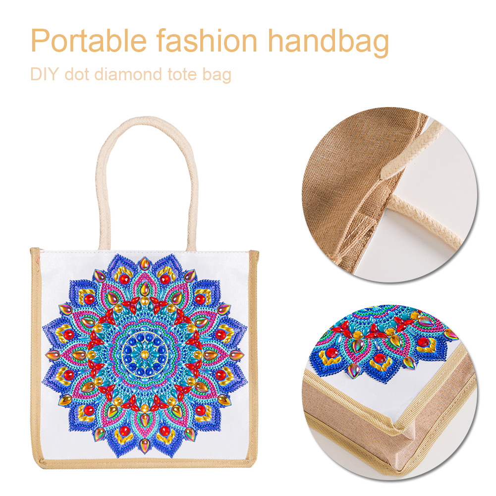 thumbnail image 5 of Pintura Diamantes Bolso Lino Con Bolsas Almacenamiento Ecológicas Comestibles Plegables, 5 of 10