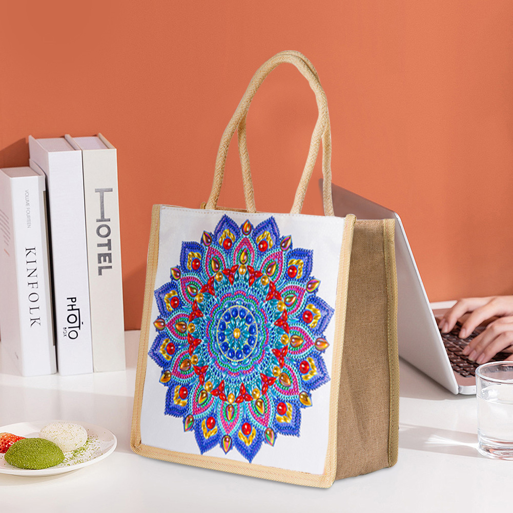 thumbnail image 4 of Pintura Diamantes Bolso Lino Con Bolsas Almacenamiento Ecológicas Comestibles Plegables, 4 of 10