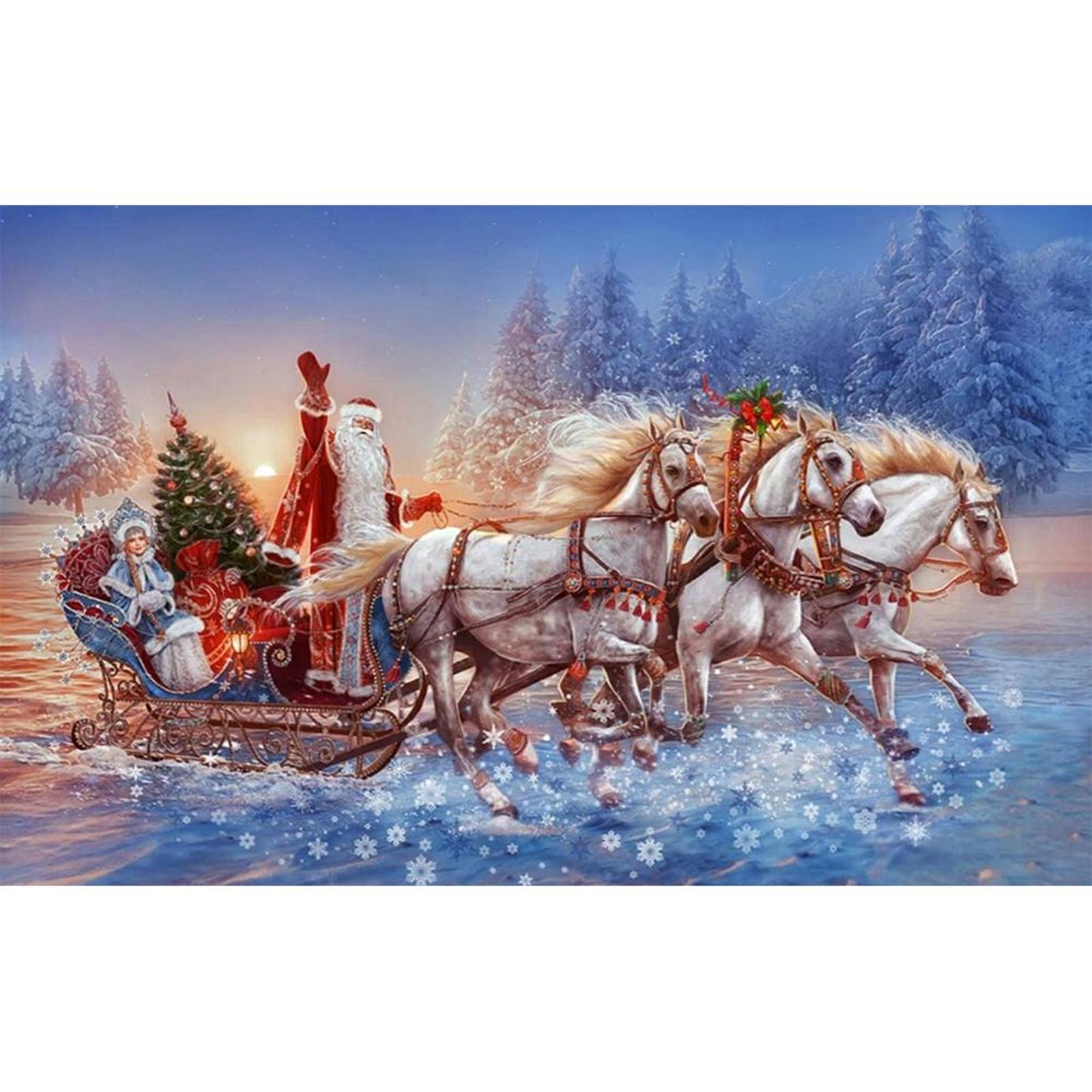 thumbnail image 2 of (LD598) Serie Navideña Trineo Papá Noel Con Diamantes Redondos Pintura Diamantes Resina 60*40cm 24 Colores, 2 of 10