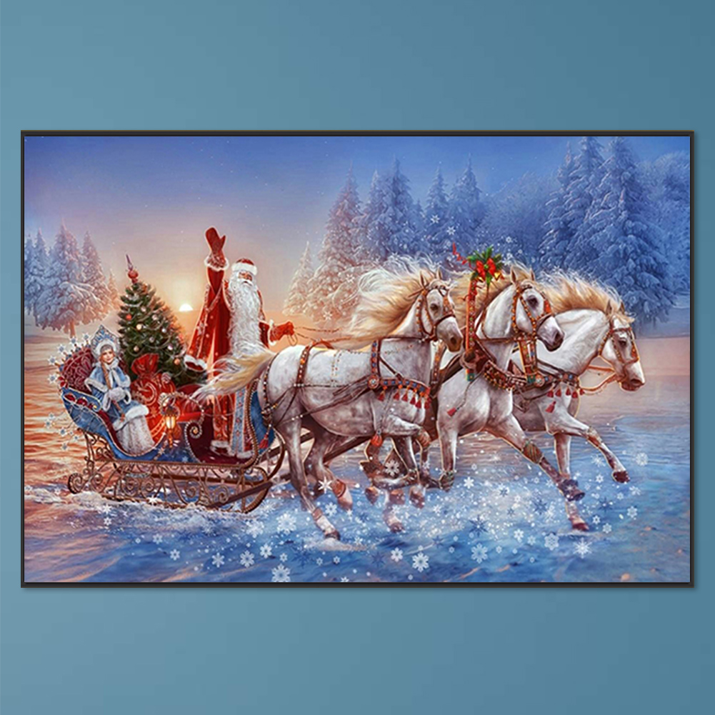 thumbnail image 4 of (LD598) Serie Navideña Trineo Papá Noel Con Diamantes Redondos Pintura Diamantes Resina 60*40cm 24 Colores, 4 of 10