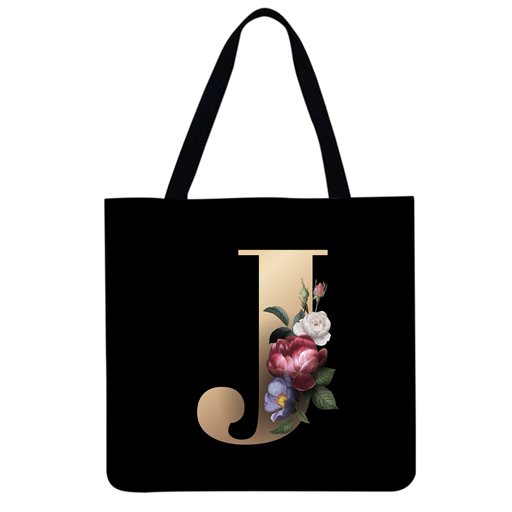 thumbnail image 2 of (J) Bolso Hombro Gran Capacidad Lino Con Flores Y 26 Letras (40*40 CM), 2 of 5