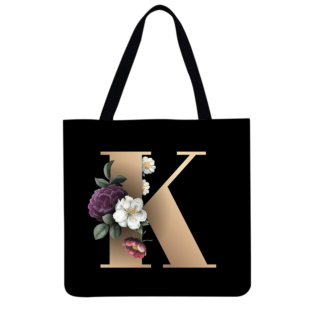 thumbnail image 2 of (K) Bolso Hombro Gran Capacidad Lino Con Flores Y 26 Letras (40*40 CM), 2 of 5