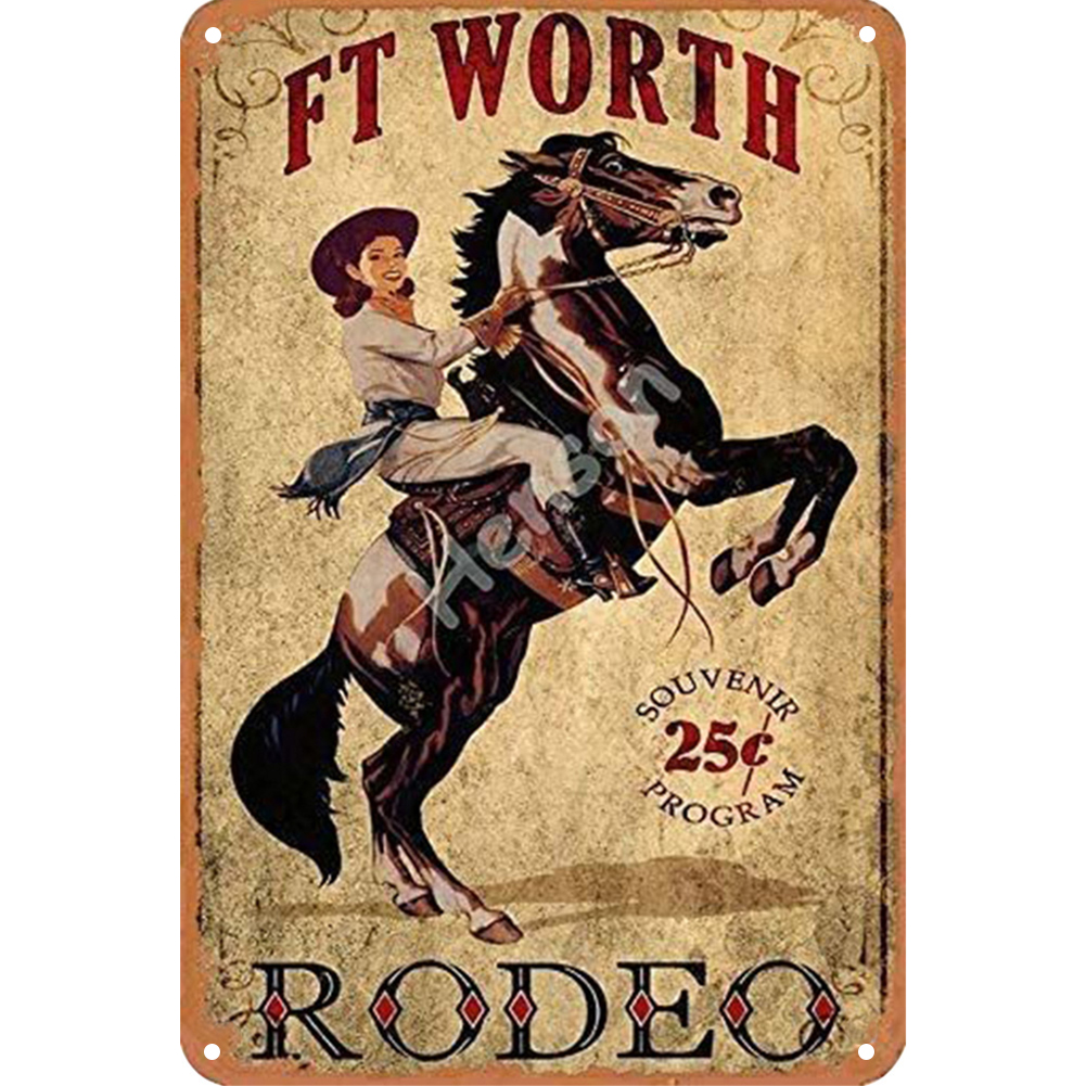 thumbnail image 2 of Cuadros de Hojalata Ygjytge para Montar a Caballo Placa Metal Póster Bar Pub Pintura Vintage Carteles pared, 2 of 10