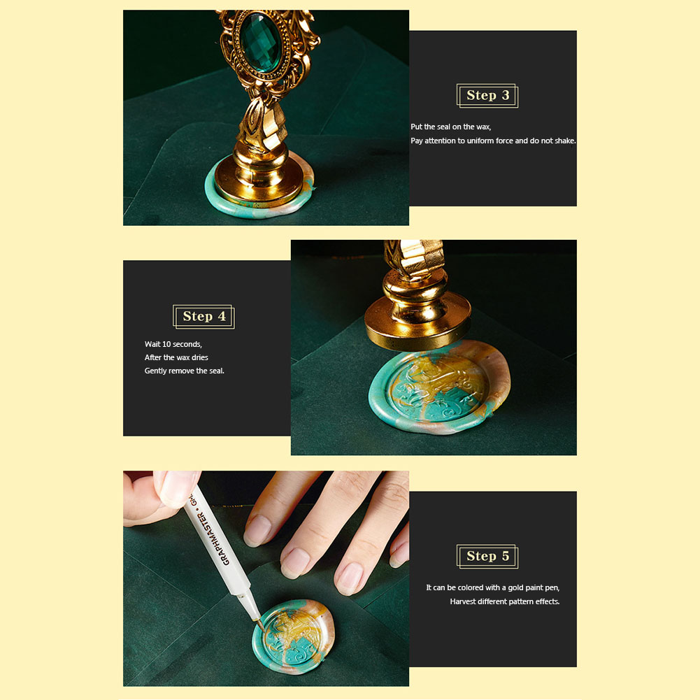 thumbnail image 5 of Btafrte Kit Sellos Cera Con Desmontable/cuchara/idea Regalo Cera Redonda (mango Dorado), 5 of 10