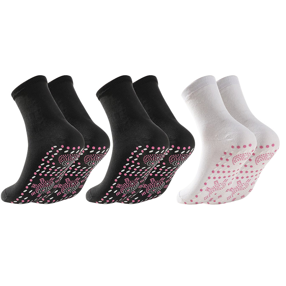 thumbnail image 2 of Ygjytge 3 Pares Calcetines Acupresión Turmalina Suaves para Senderismo Ciclismo (2 Negros 1 Blanco), 2 of 10