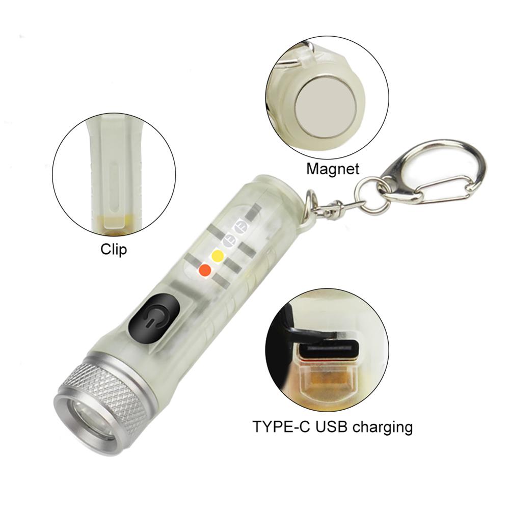 thumbnail image 3 of Mini Llavero Linterna Con Hebilla USB Recargable Linterna Emergencia (blanco), 3 of 10