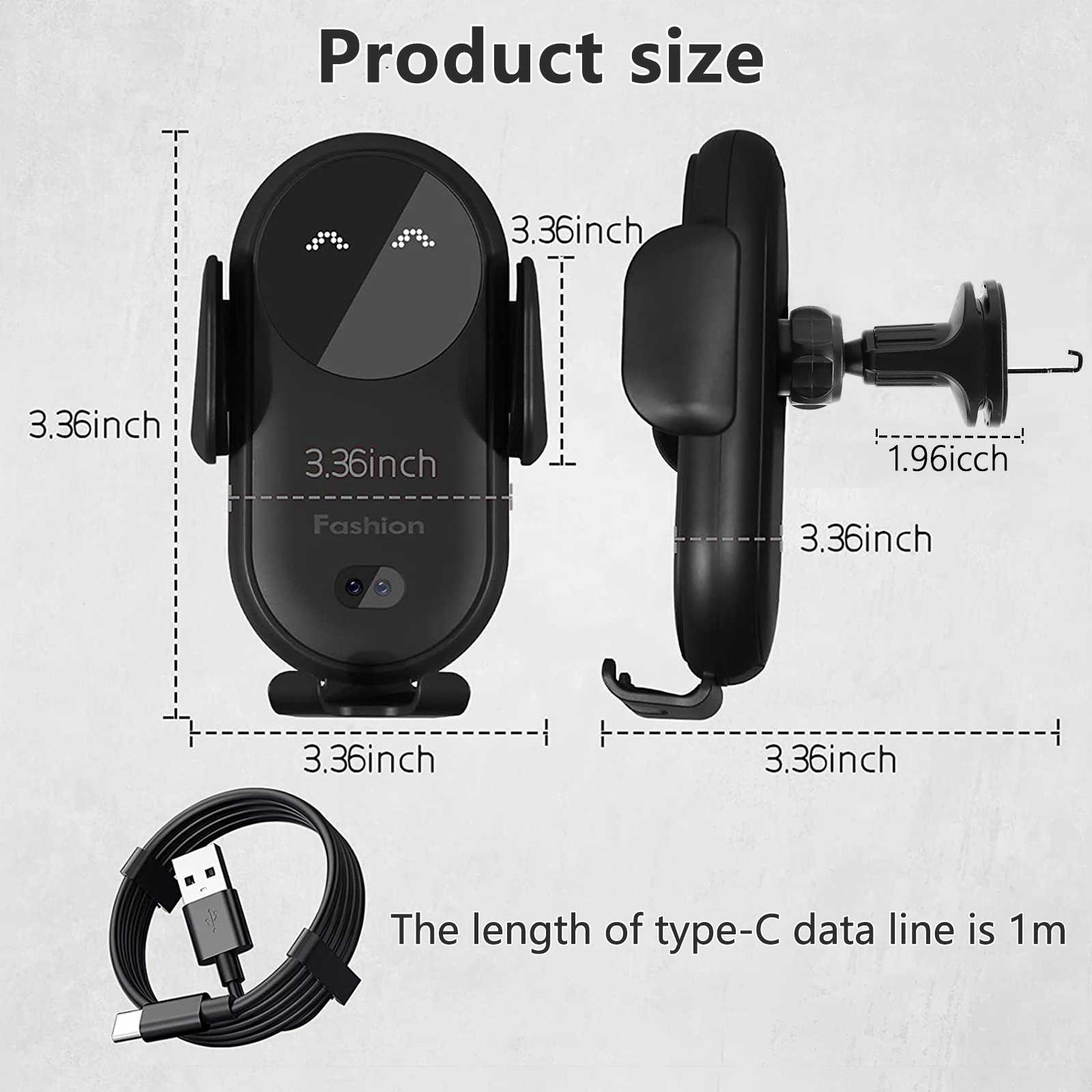 thumbnail image 5 of Cargador Inalámbrico para Coche Ygjytge 10 W Soporte con Montaje Automático Sensor Infrarrojo Negro, 5 of 10
