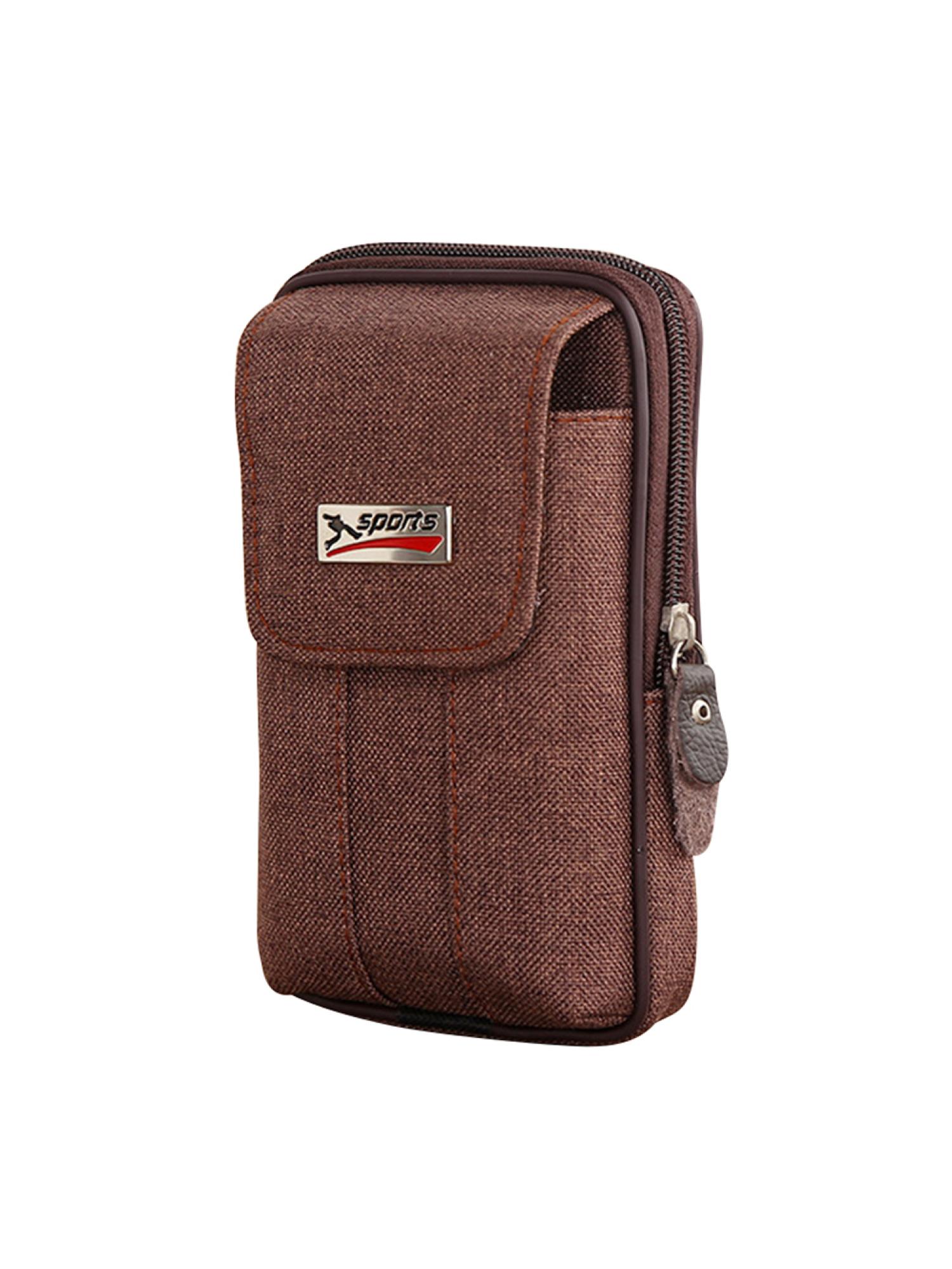 thumbnail image 2 of Btafrte Bolsas Lona para para Hombre Riñonera Con Doble Capa (café Oscuro), 2 of 10
