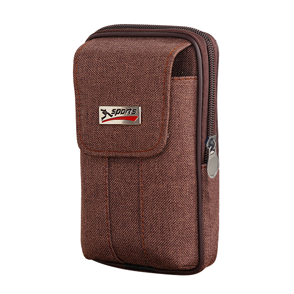 thumbnail image 3 of Btafrte Bolsas Lona para para Hombre Riñonera Con Doble Capa (café Oscuro), 3 of 10