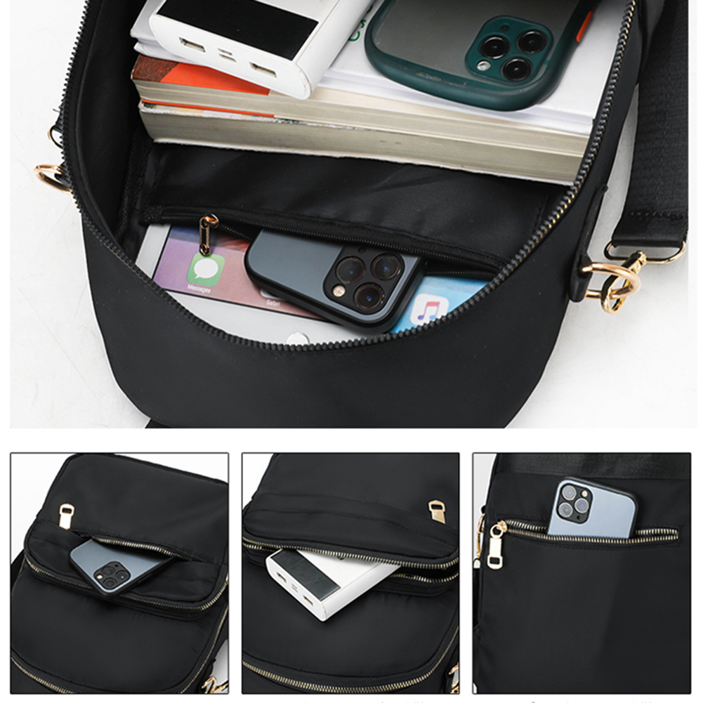 thumbnail image 4 of Mochila Nailon para Mujer Color Sólido Con Gran Capacidad para Ordenador Portátil (negro), 4 of 10