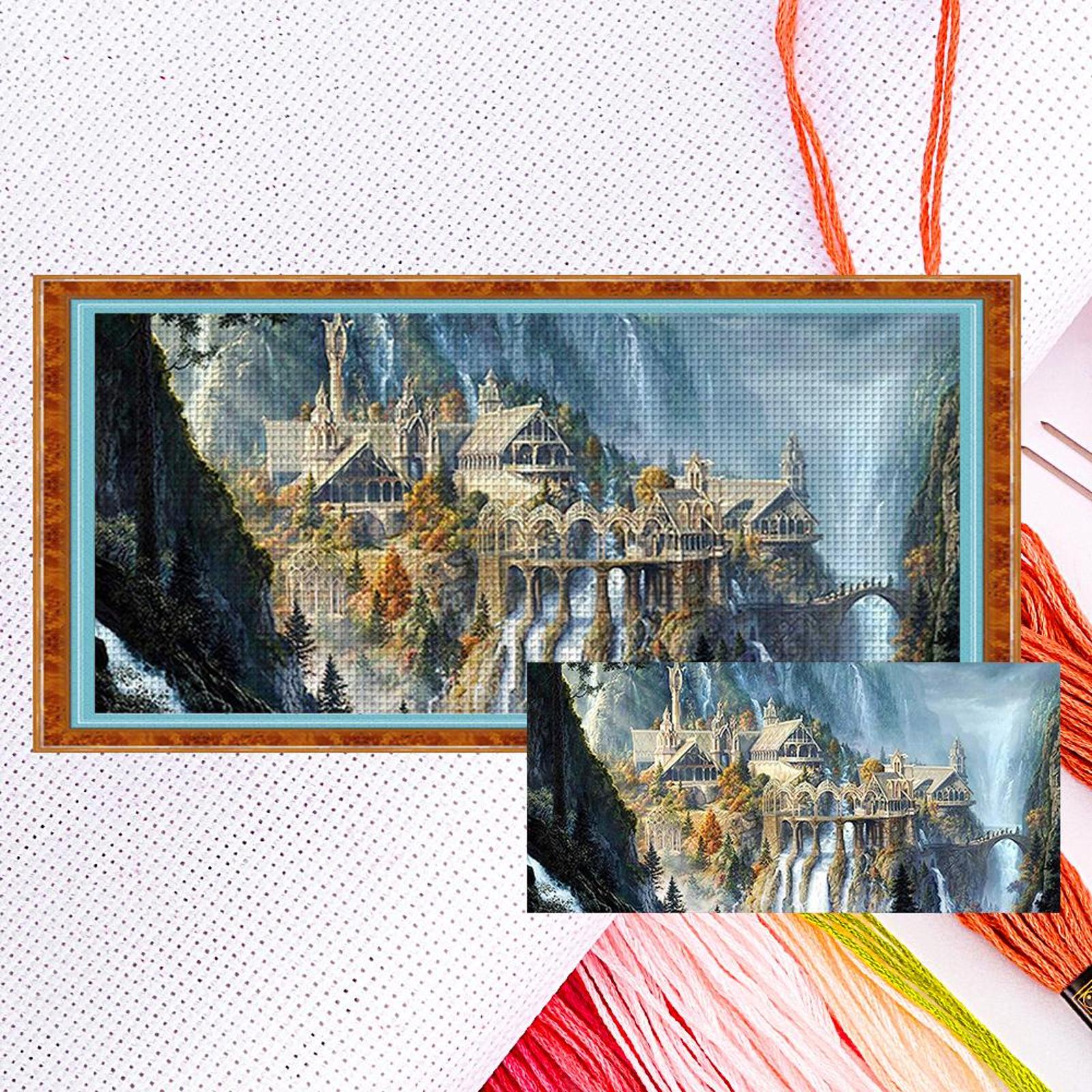 thumbnail image 2 of (szx1866) Hilo Algodón Ecológico Bordado 11CT 3 Hebras Tela Blanca 40*85cm Kit Serie Paisaje Punto Cruz Wonderland, 2 of 10