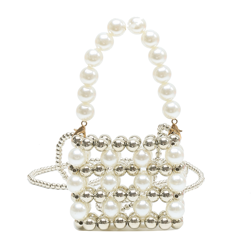 thumbnail image 3 of Bolso de Mano Hecho a Mano Btafrte Con Cuentas Perlas Mini Cruzado Cuadrado para Mujer, 3 of 10