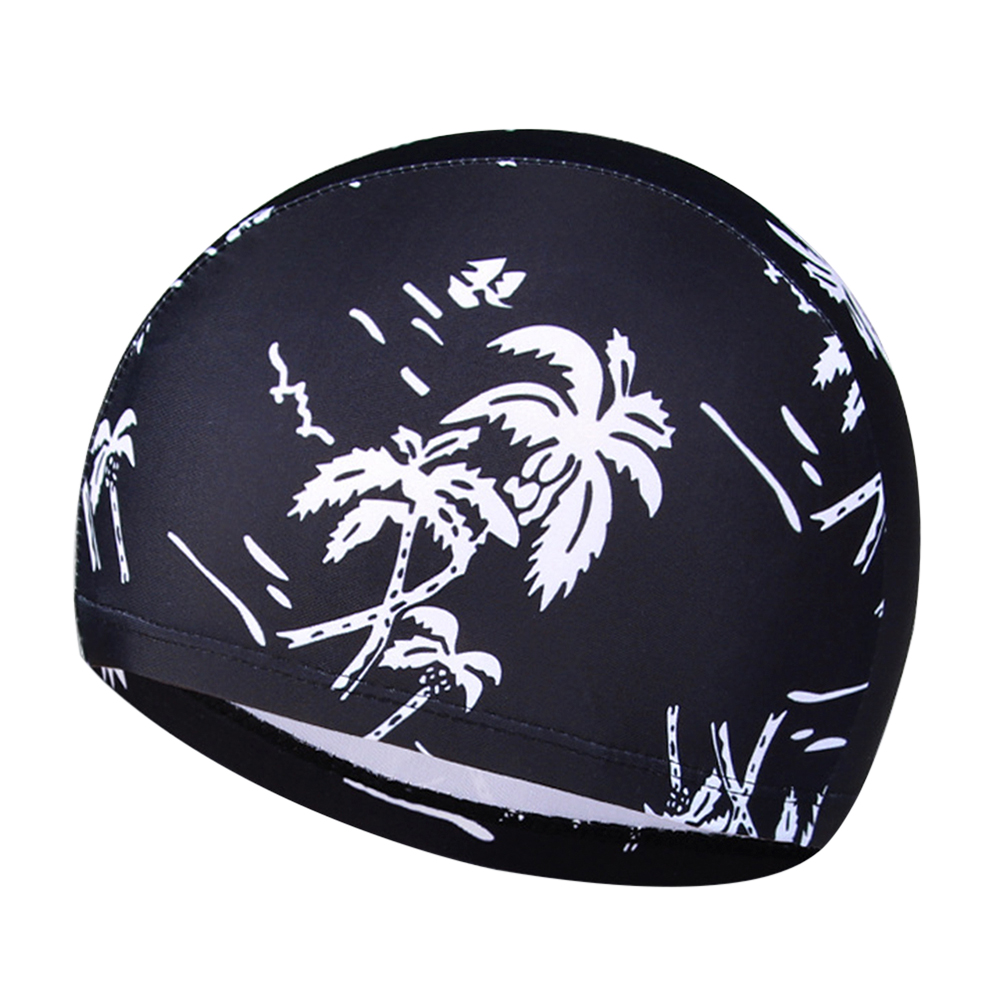 thumbnail image 2 of Gorro Natación Tela Estampada Secado Rápido Transpirable Moderno Gorro Natación Tela para Adultos para Hombres Y Mujeres Cómodo Equipo Natación Impermeable (Negro) [Seaside Coconut Grove], 2 of 9