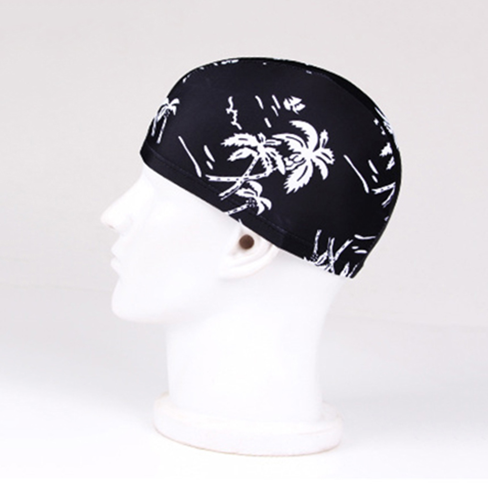 thumbnail image 3 of Gorro Natación Tela Estampada Secado Rápido Transpirable Moderno Gorro Natación Tela para Adultos para Hombres Y Mujeres Cómodo Equipo Natación Impermeable (Negro) [Seaside Coconut Grove], 3 of 9