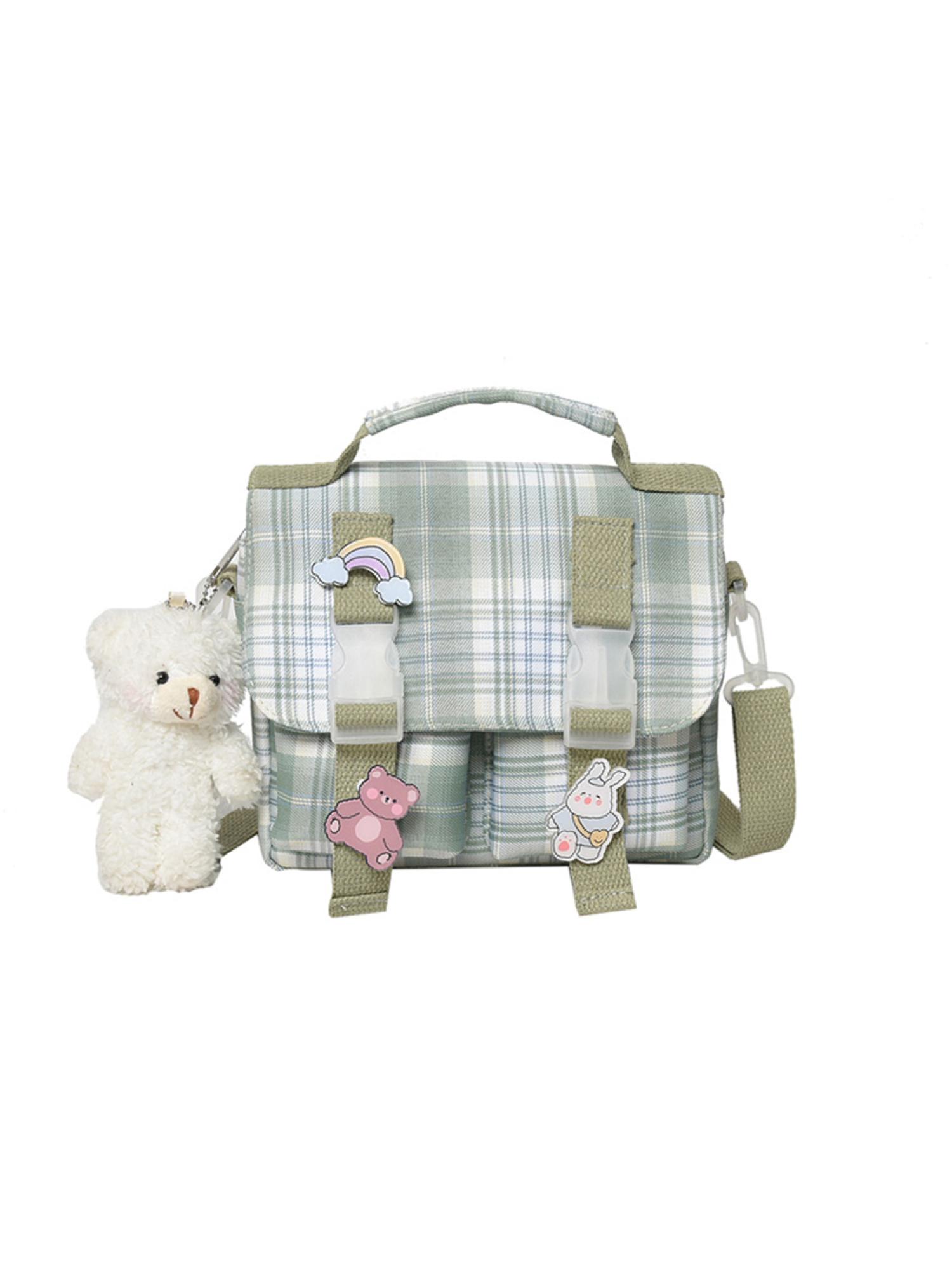 thumbnail image 2 of Bolso Hombro Tipo Bandolera Nailon Con Uniforme Campus A Cuadros JK (verde), 2 of 10