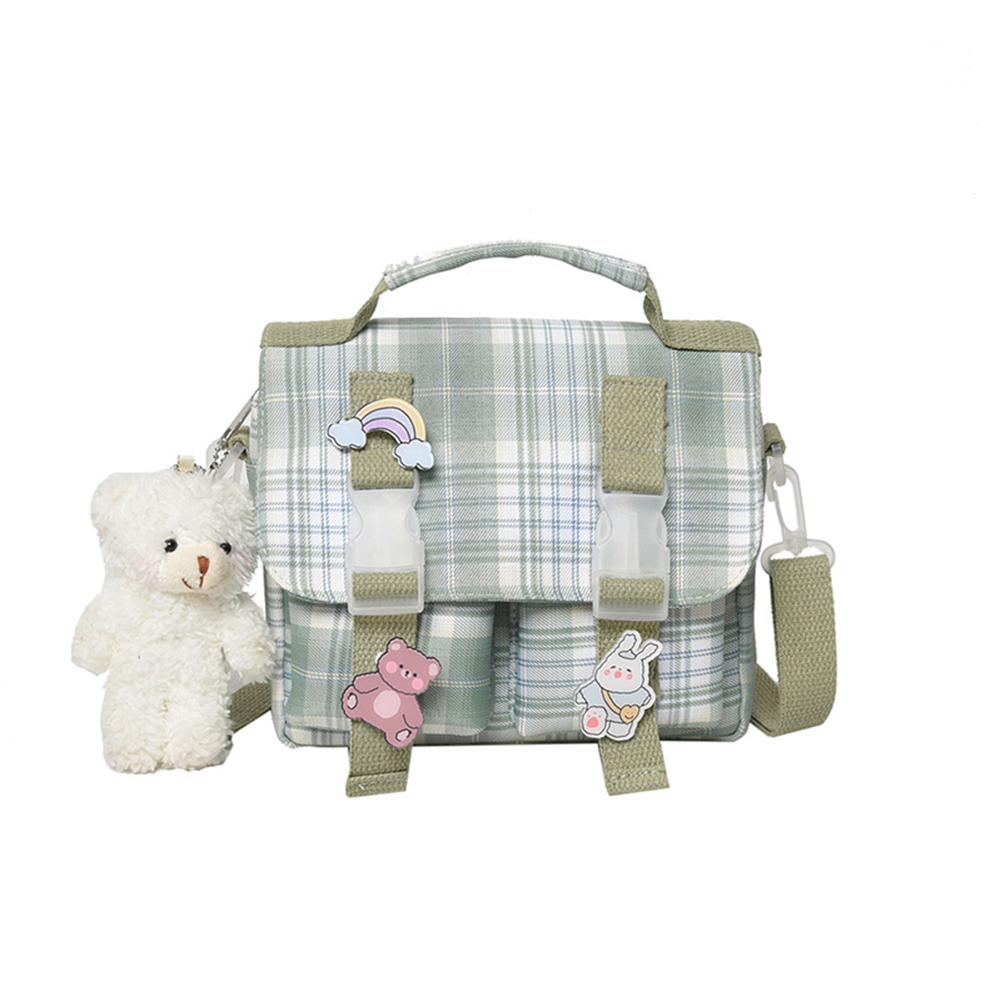 thumbnail image 3 of Bolso Hombro Tipo Bandolera Nailon Con Uniforme Campus A Cuadros JK (verde), 3 of 10