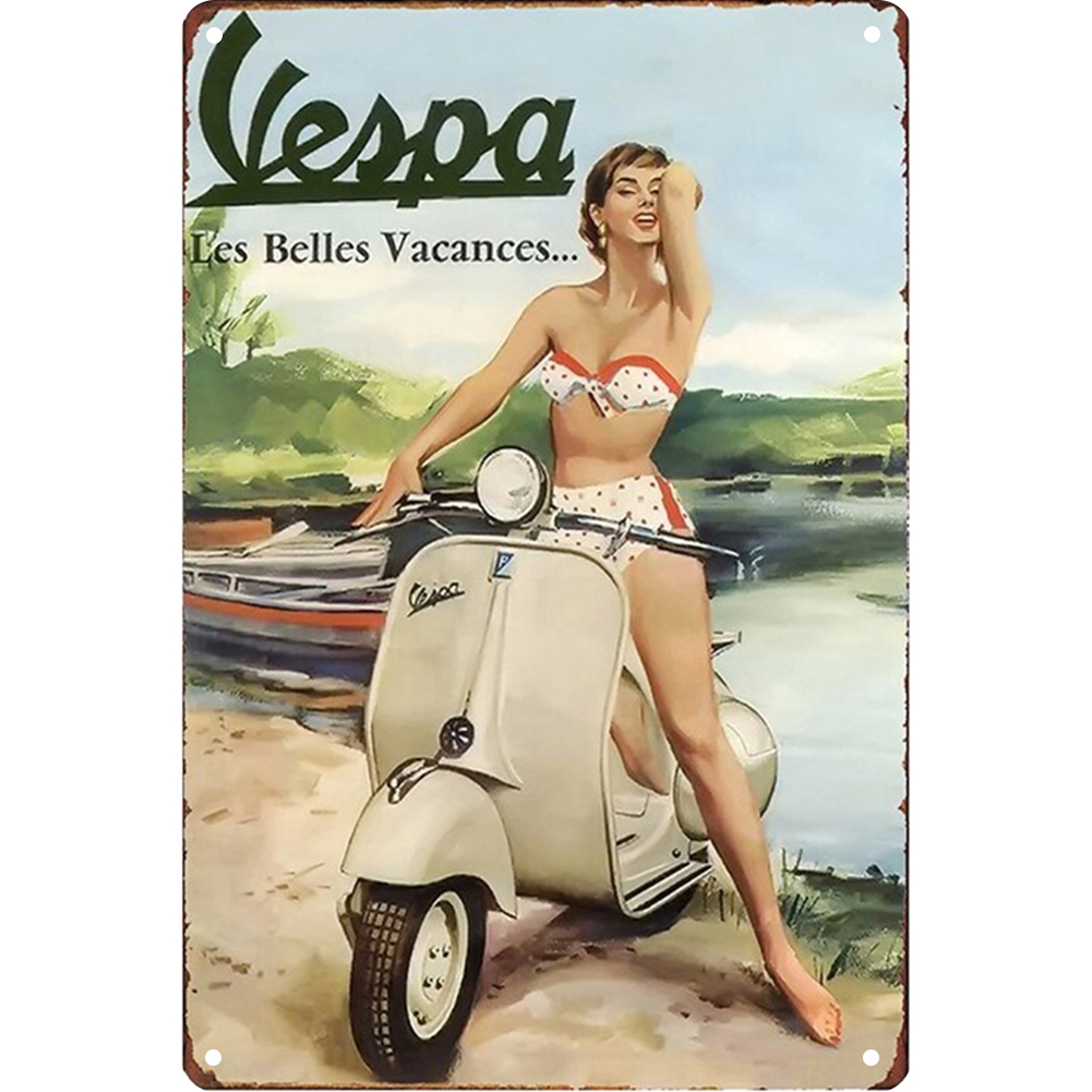 thumbnail image 2 of Placa Metal Retro Vespa Arte Pared para Bar Club Y Cafetería, 2 of 10